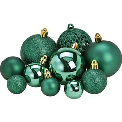 100x Emerald groene kunststof kerstballen 3/4/6 cm - Kerstbal