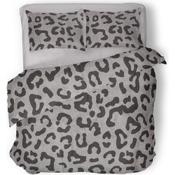 Charm & Co Leopard Dekbedovertrek - Tweepersoons - 200x200/220cm - Katoen Blended Dekbedovertrek - Grijs