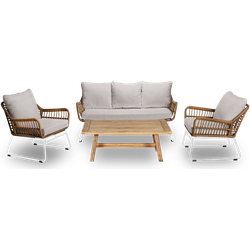Verena loungeset teak wit 4-delig