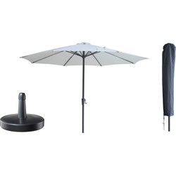 Kopu® Madrid grote Parasol Rond 350 cm met Beschermhoes en Parasolvoet - Creme