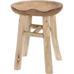 H&S Collection Krukje - krukje voor kinderen - teak hout - lichtbruin - D35 x H42 cm - Krukjes