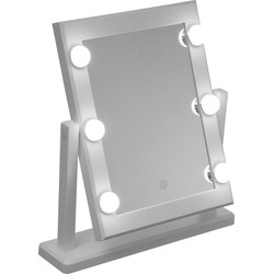 Make Up Spiegel Hollywood met Ledverlichting - Dimbaar Wit/Warm - Touch Schakelaar -  L37 x H41 cm (Werkt op Batterijen)