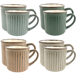 OTIX Koffiekopjes met Oor - 4 Persoons - Koffietassen - Set van 8 - 200 - 250 ML - Diverse kleuren - Aardewerk - MOSS