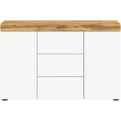 Eiken wit en wotan 2-deurs en 3-lades dressoir, L125 cm - MALIBU
