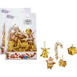 48x stuks kunststof kerstornamenten inclusief piek goud voor een mini kerstboom - Kerstbal