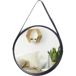 MISOU Spiegel - Rond - Zwart - met Frame - 51 cm - Wandspiegel - Badkamerspiegel - Decoratieve Accessoires - Wanddecoratie - Miroir Mural