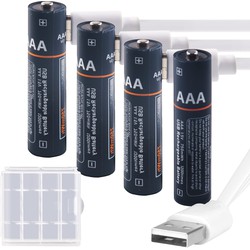 4Pack Aaa Rechargeable Batteries 750Mwh Usb Charging