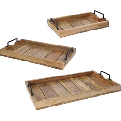 3x Dienbladen mango hout 58 cm - Dienbladen