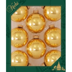8x stuks glazen kerstballen 7 cm topaas goud - Kerstbal