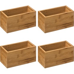 4x stuks opberg/sorteer/kast/lade verdelers vakjes bamboe hout 18 x 9 x 9.5 cm - Make-up dozen