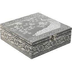 Items Sieradenkistje Emirates - 18 x 18 x 6 cm - Zilver - Juwelenkist - Sieradendozen