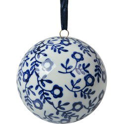 Clayre & Eef Decoratie Hanger Ø 8 cm Wit Blauw Keramiek