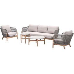 Talara loungeset - 5-dlg. - acaciahout met white wash - sand