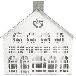 Clayre & Eef Decoratie Beeld Huis Wit Metaal
