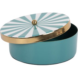 Present Time - Opbergbox Candy Swirl Rond - Turquoise blue & white