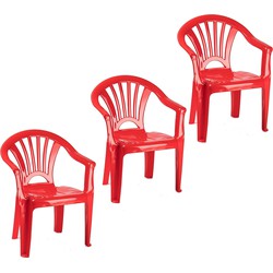 3x stuks kunststof rood kinderstoeltjes 35 x 28 x 50 cm - Kinderstoelen