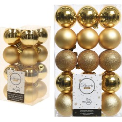 Kerstversiering kunststof kerstballen goud 4-6 cm pakket van 46x stuks - Kerstbal