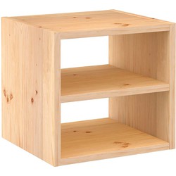 Kubusvormige massief grenen boekenplank met een tussenliggende plank - L36,2 x H36,2 cm