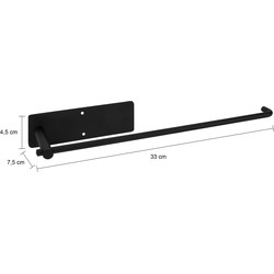 QUVIO Handdoekhouder metaal - Zwart - 33 cm