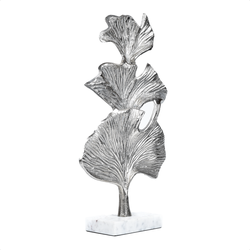 Design en Decor - Ginkgo Blad Tafelfiguur met Marmeren Basis - Woondecoratie - Kerstdecoratie - Feestdagen Cadeau