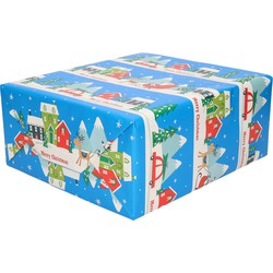 2x rollen kerst inpakpapier/cadeaupapier landschap 200 x 70 cm - Cadeaupapier