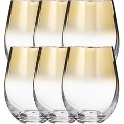 Secret de Gourmet Drinkglazen - 6x - tumbler - gouden rand - 540 ml - Drinkglazen