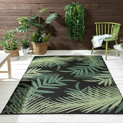 Capri Indoor En Outdoor Groen / Zwart vloerkleed - - 80 X 150 CM