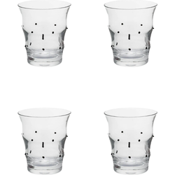 Set van 4 waterglazen in transparant en zwart geblazen glas H10