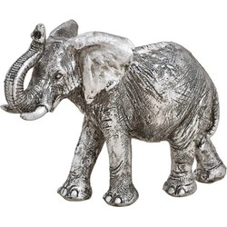Olifant woondecoratie dieren beeldje zilver 16 x 12 x 6 cm - Beeldjes