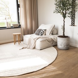 Rond Wollen Vloerkleed wit Vik - <a href="https://vloerkledenloods.nl/vloerkleden/wollen-vloerkleed">Wol</a> - Rond 160 Ø - (M)