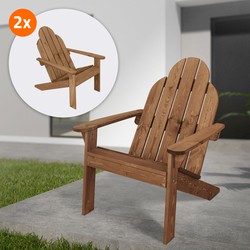 ECD Germany Adirondack stoel set van 2 gemaakt van massief dennenhout, 92,5x70x89 cm, bruin, tuinstoel met rugleuning & armleuningen, houten stoel, weerbestendige tuinstoel, tuin, strand