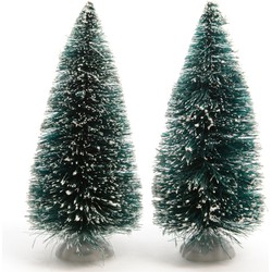 6x stuks kerstdorp onderdelen miniatuur kerstbomen groen 15 cm - Kerstdorpen