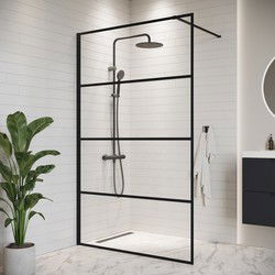 Badplaats Douchewand Essos 100 x 200 cm - Zwart – Inloopdouche 8 mm Veiligheidsglas