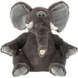 J-line - Elephant Plush Polyester Grey Large - 38x36x40cm