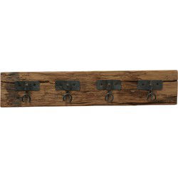 Houten Kapstok met 4 metalen Haken 56 cm - Bruin