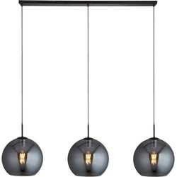 Oldham Hanglamp 3 lichts mat zwart met smoke glas - Scandinavisch - 2 jaar garantie