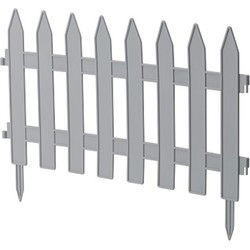 formplast Tuinhekjes - 7x stuks - kunststof - 320 cm - lichtgrijs - borderrand - tuinafscheiding - Tuinhekjes