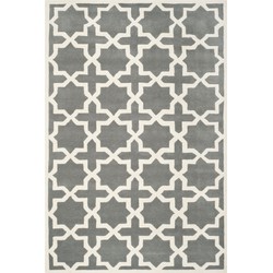 Safavieh Contemporary Indoor Hand Tufted Area Rug, Chatham Collection, CHT732, in Dark Grey & Ivory, 183 X 274 cm