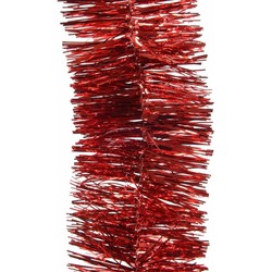 Decoris Kerstslingers - 3x - rood - lametta - 270 cm - glans - Kerstslingers