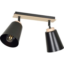 scandinavische plafondlamp Gallo Zwart 2-lichts