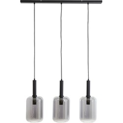 Light&living Hanglamp 3L 100x22x32 cm LEKAR zwart+smoke glas