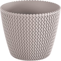 Plantenpot/bloempot kunststof dia 35 cm en hoogte 29 cm beige/taupe - Plantenpotten