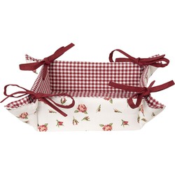 Clayre & Eef Broodmand  35x35x8 cm Rood Wit Katoen Rozen Cadeau keuken