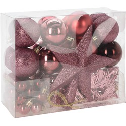 Christmas Decorations kerstballen set 54-dlg - roze - voor kleine boom - Kerstbal