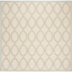 Safavieh Trellis Indoor/Outdoor Geweven Vloerkleed, Beachhouse Collectie, BHS124, in Cream & Aqua, 201 X 201 cm