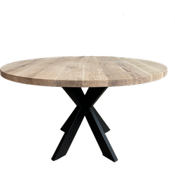 Eetkamertafel Rond Eiken met Sterpoot Smal – 150 cm