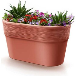 Prosperplast Plantenpot/bloempot Windsor - kunststof - terracotta - L28 x B15 x H15 cm - Plantenpotten