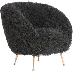 Light&living Stoel 79x77x77 cm ORVION furry zwart+brons