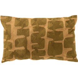 Dutch Decor AMY - Kussenhoes 30x50 cm - geweven grafische print - Military Olive - groen en bruin - Dutch Decor