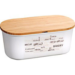 Kesper broodtrommel bamboe snijplank deksel - 18 x 34 x 14 cm - wit - Broodtrommels